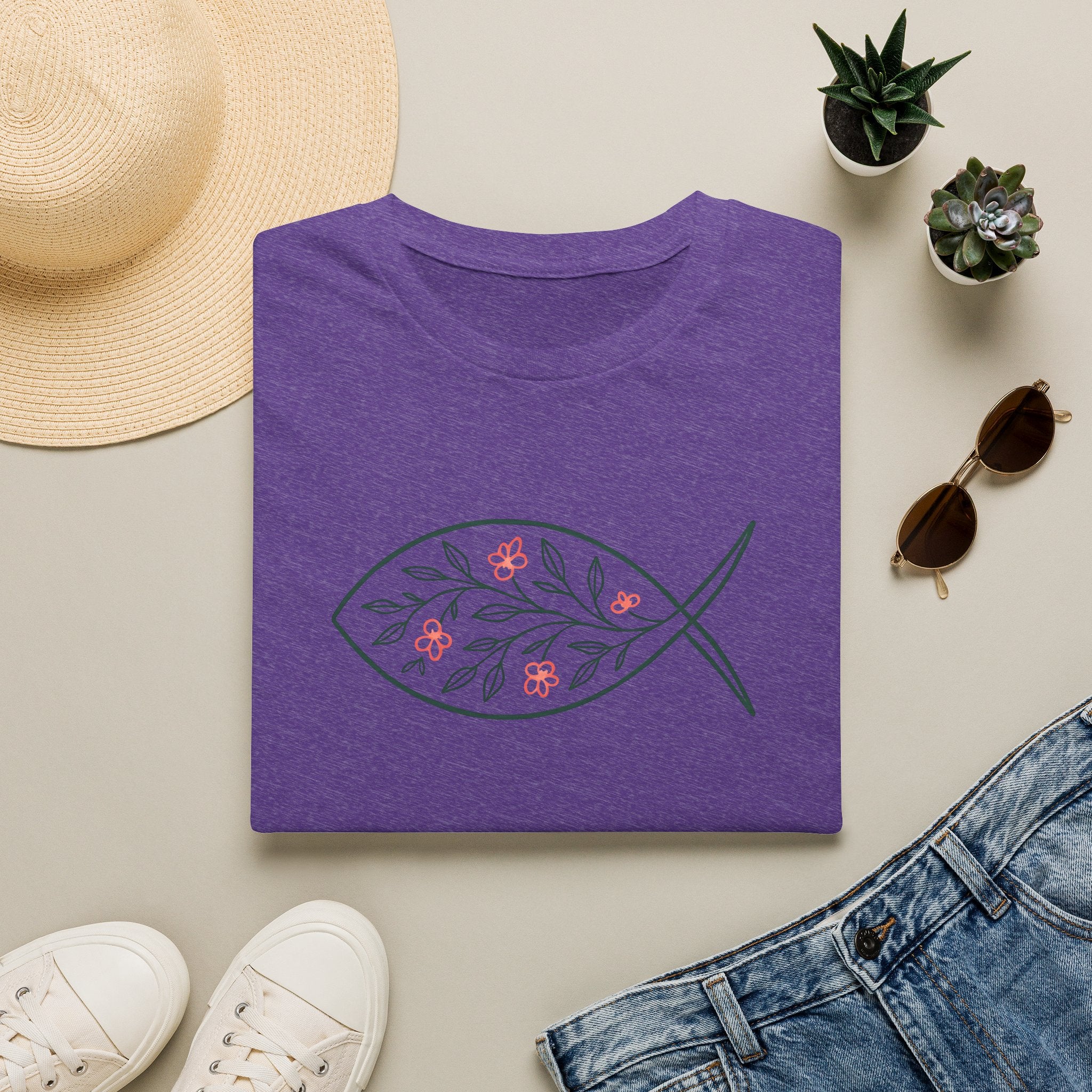 Floral Leaf Fish T-Shirt
