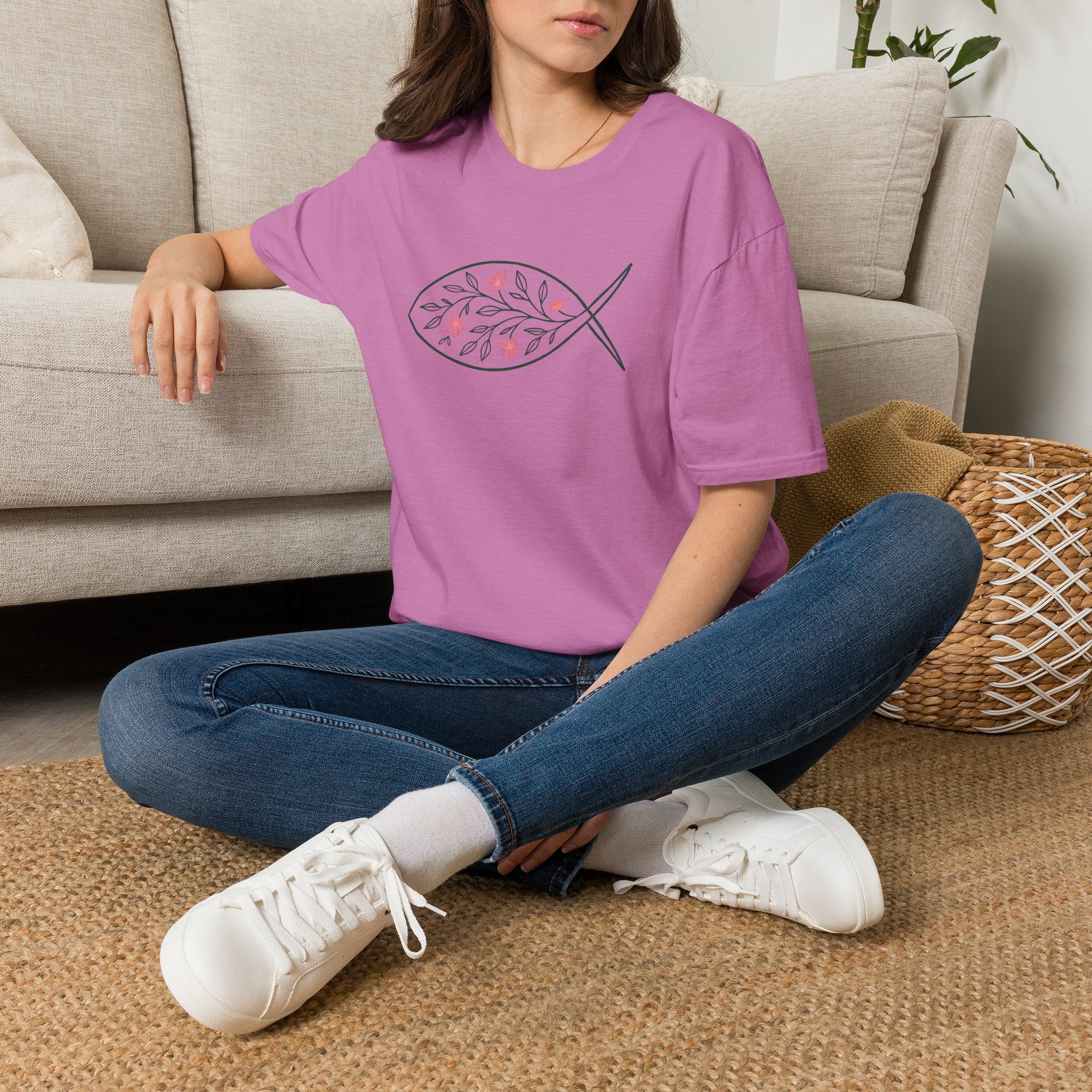 Floral Leaf Fish T-Shirt